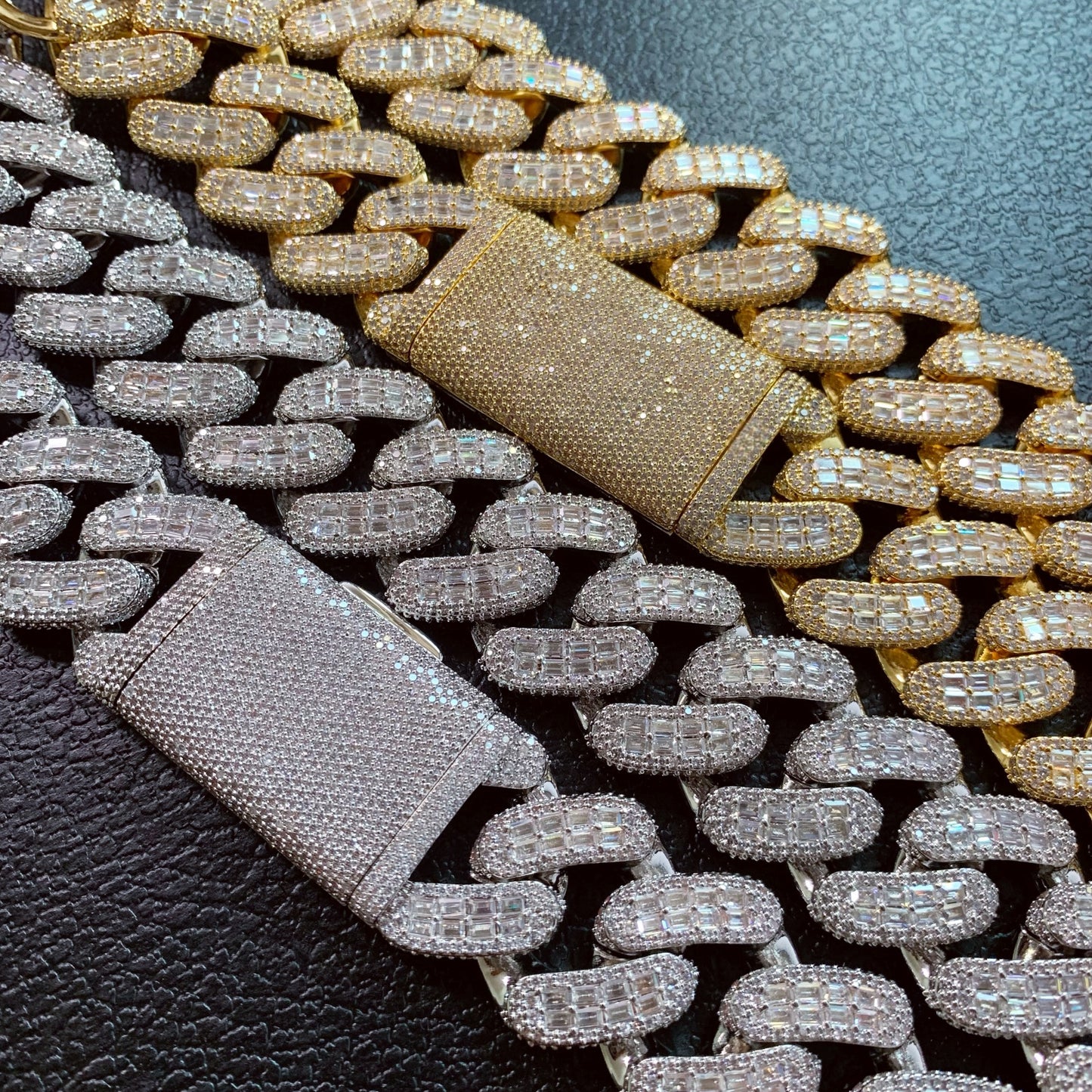 bright fake diamond big chain necklace for men