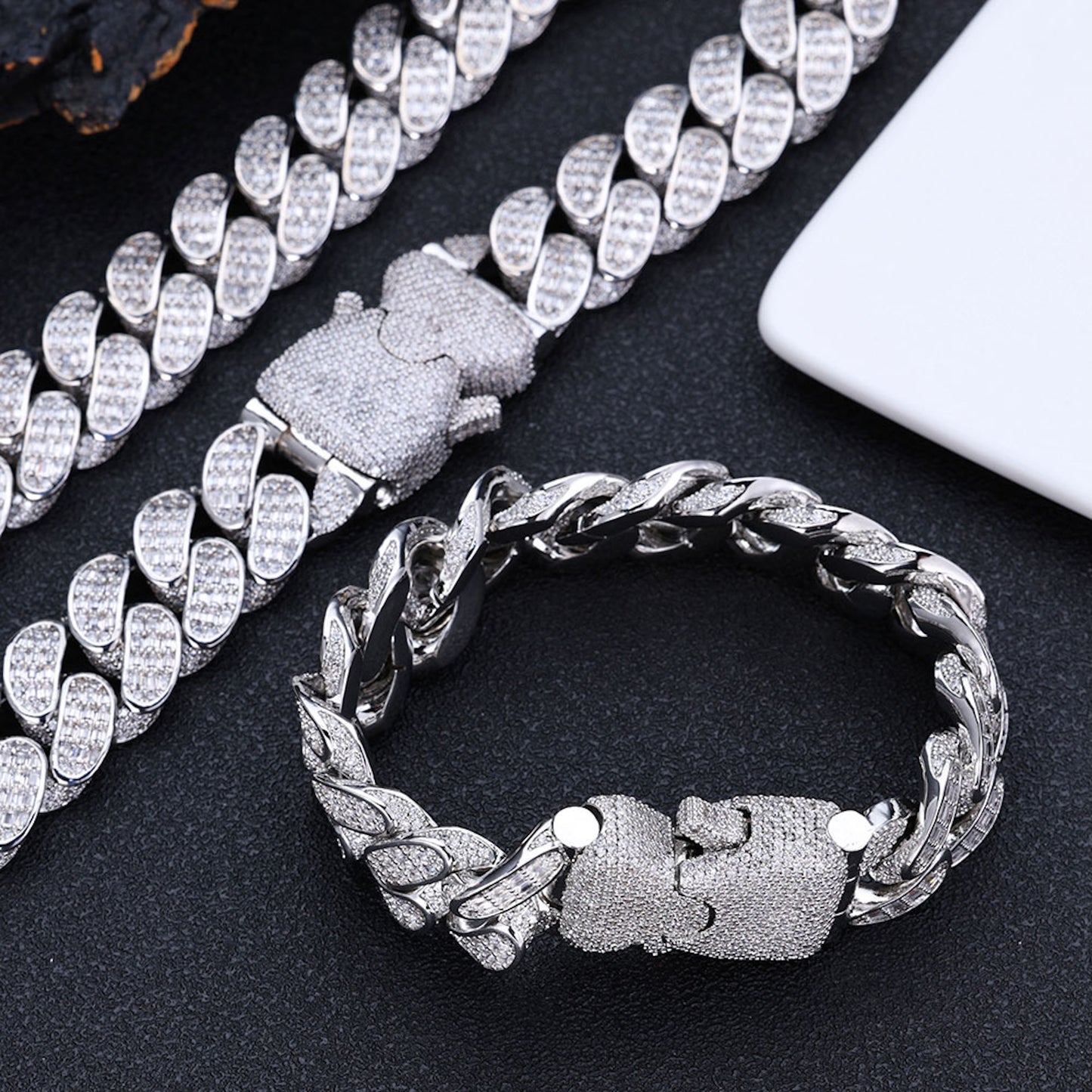 Triple Row Baguette Cuban Bracelet – Luxury Iced Wristwear