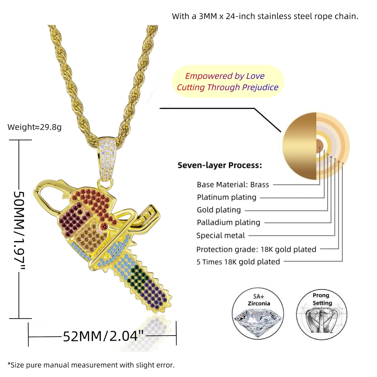 CUT THROUGH PREJUDICE | Chainsaw Pendant Necklace