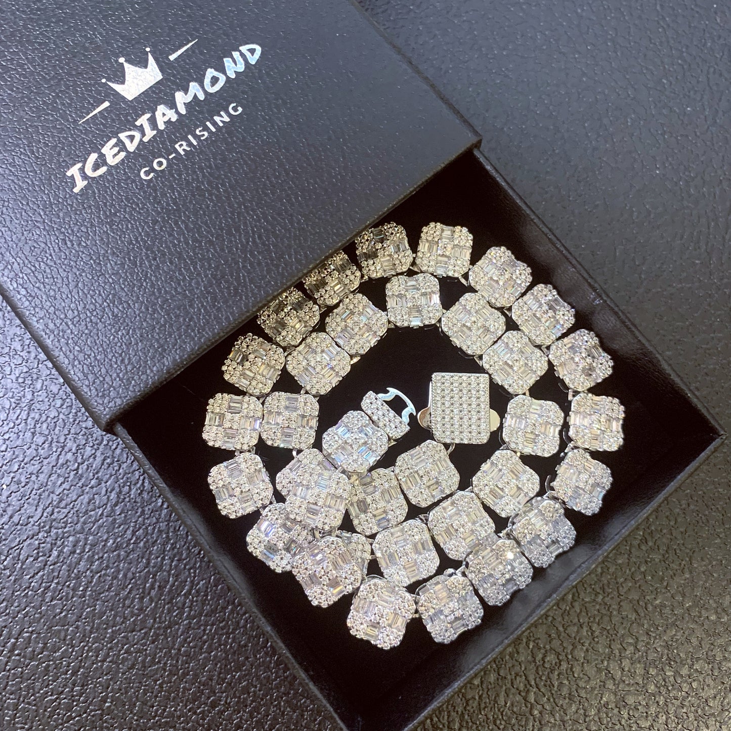 CROSS THE LINE | 12mm Iced Baguette Tennis Chain