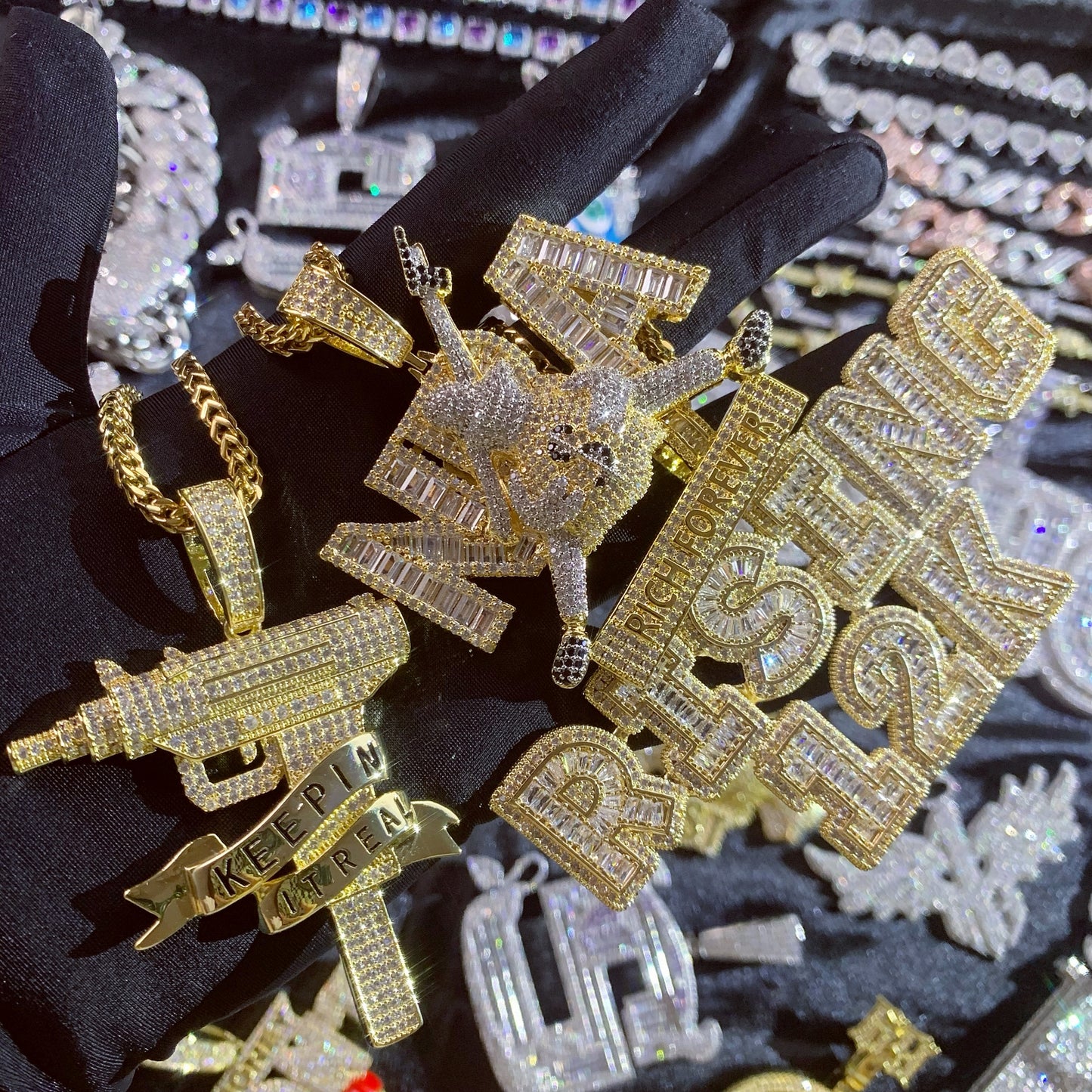 NO PRETENSE UZI | Iced Statement Pendant Necklace