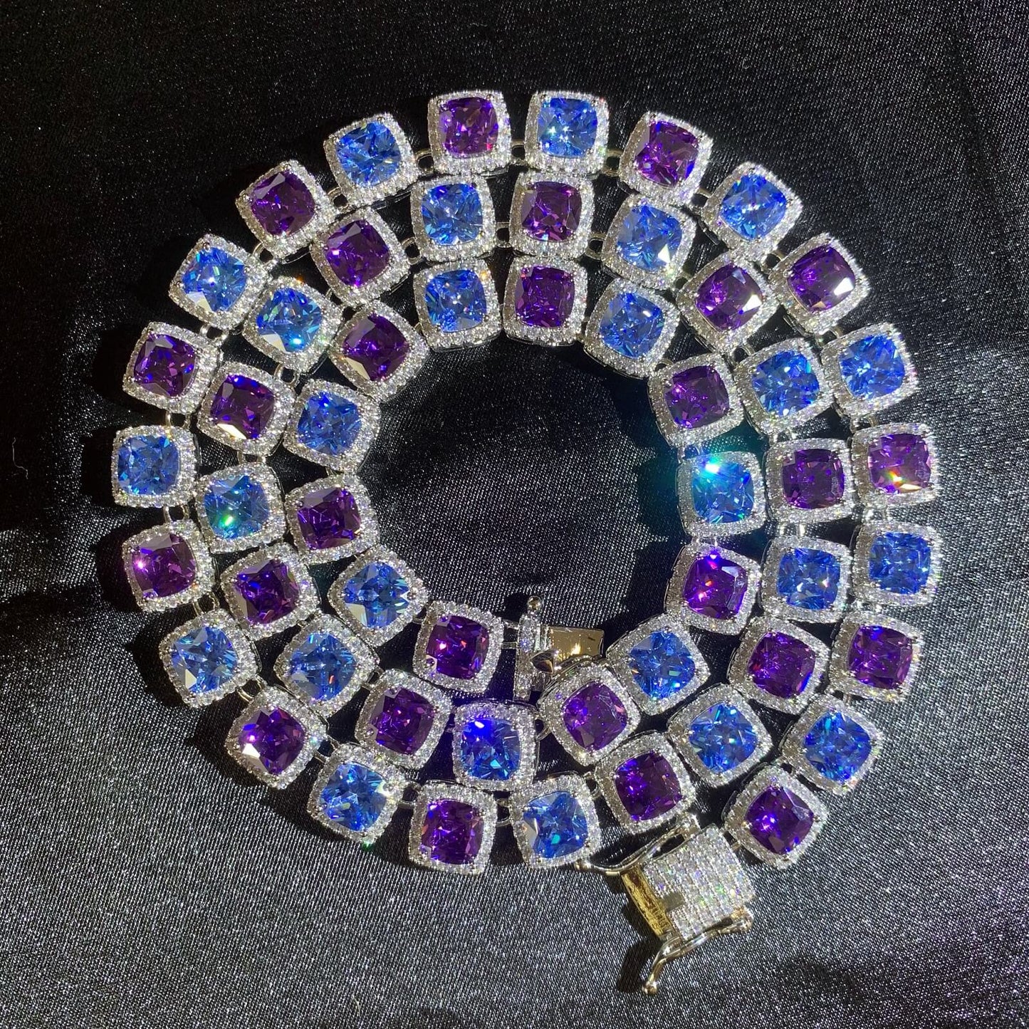 ice diamond bling gem tennis chain necklace for men