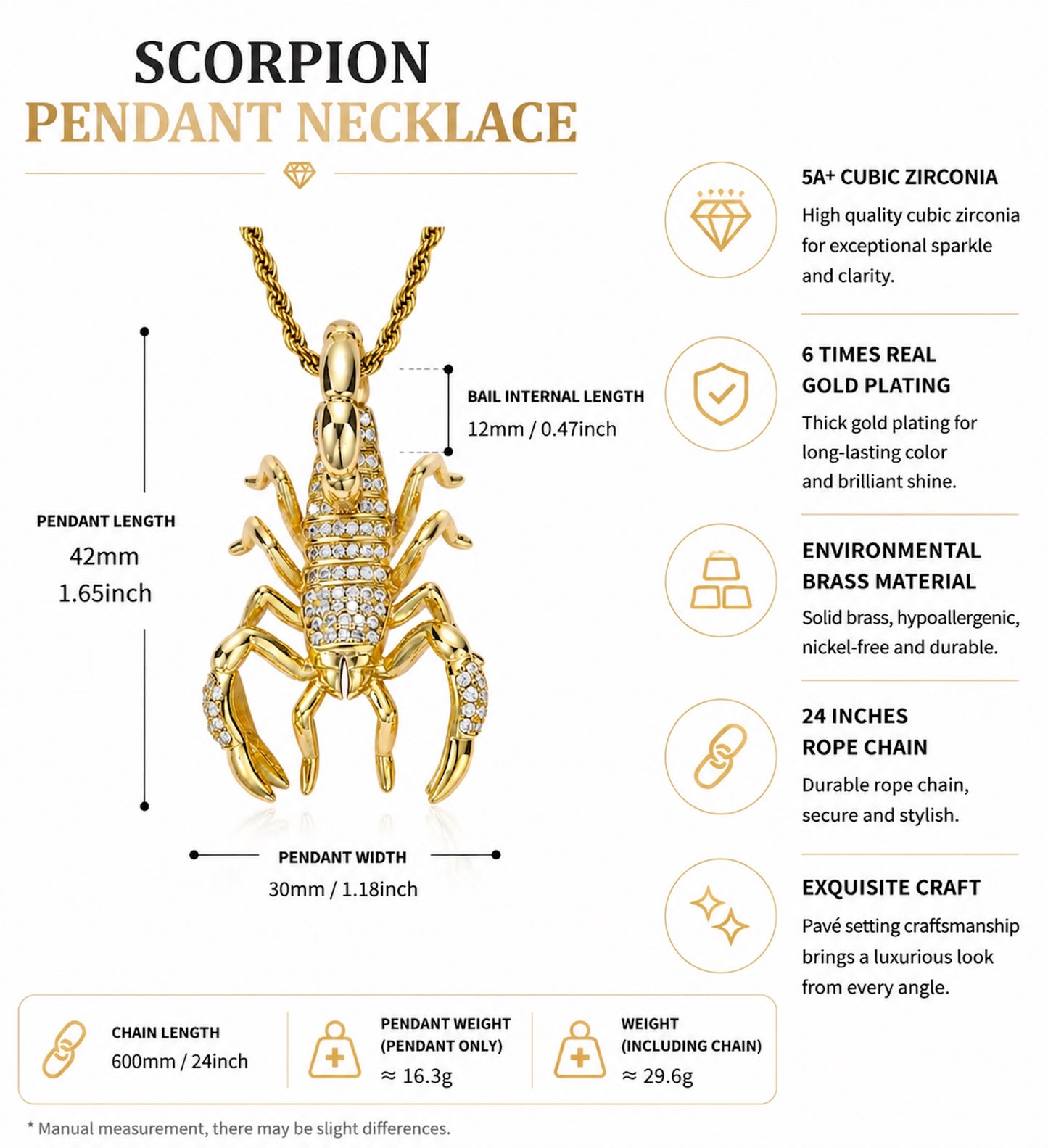 Scorpion Medallion Pendant Necklace – Premium CZ Streetwear Jewelry