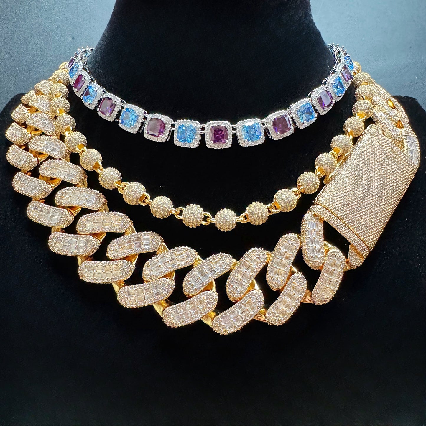 18k gold bling diamond necklace for men