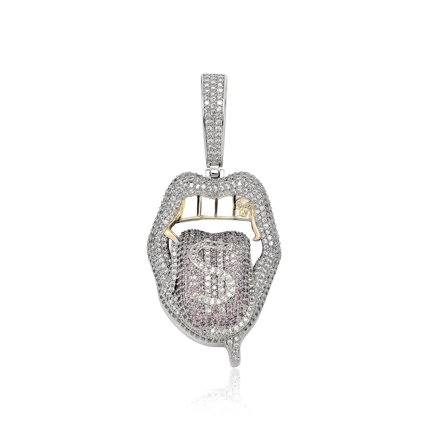 Blue & Purple Dollar Blazing Tongue Creative Pendant Necklace