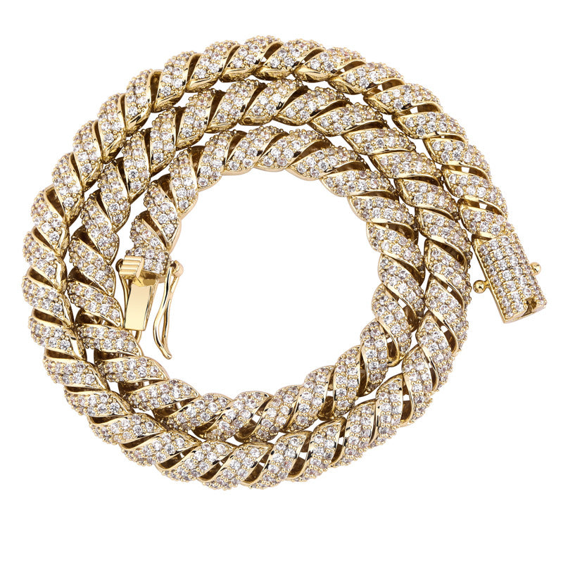 18k gold ice diamond fashion necklace for men
