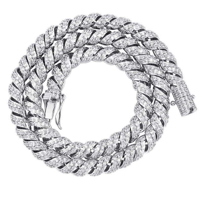 white gold ice diamond chain necklcae