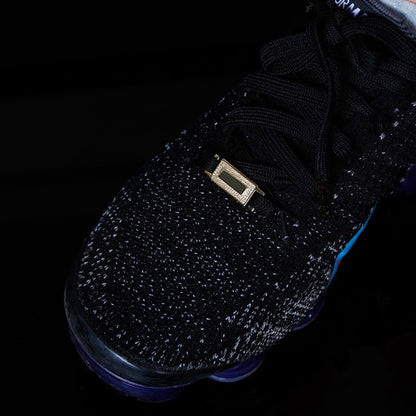 ICEDIAMOND gold PURE FORM clip-on sneaker jewelry installed on shoelaces