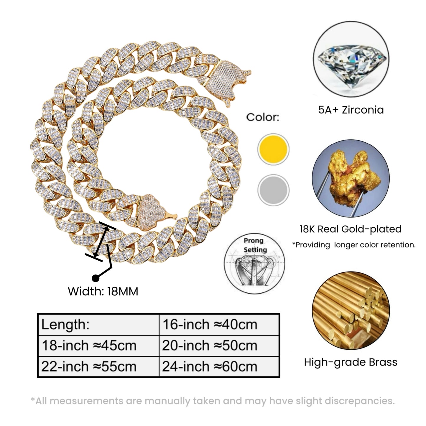 Triple Row Baguette Cuban Chain – Iced Out Hip Hop Jewelry for Men & Women