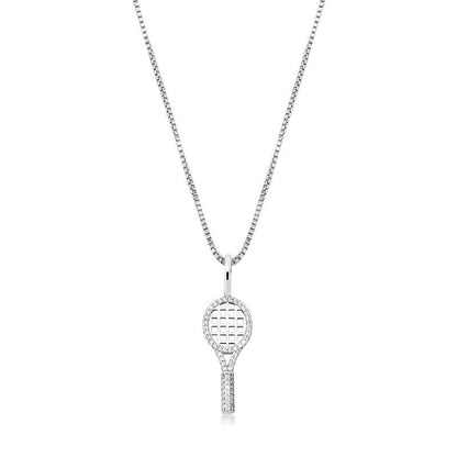 ICEDIAMOND 925 Sterling Silver Tennis Racket Dainty Pendant with 20-inch Box Chain Necklace, Iced Out Bling CZ Diamond Pendant Athlete Fashion Jewelry for Tennis Lover
