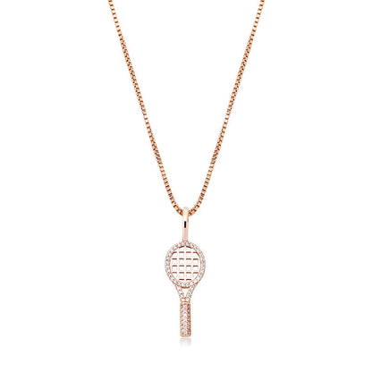 ICEDIAMOND 925 Sterling Silver Tennis Racket Dainty Pendant with 20-inch Box Chain Necklace, Iced Out Bling CZ Diamond Pendant Athlete Fashion Jewelry for Tennis Lover