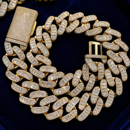 28mm iced out Cuban link chain necklace with tapered baguette stones by ICEDIAMOND
