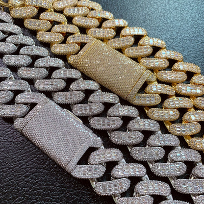 bright fake diamond big chain necklace for men