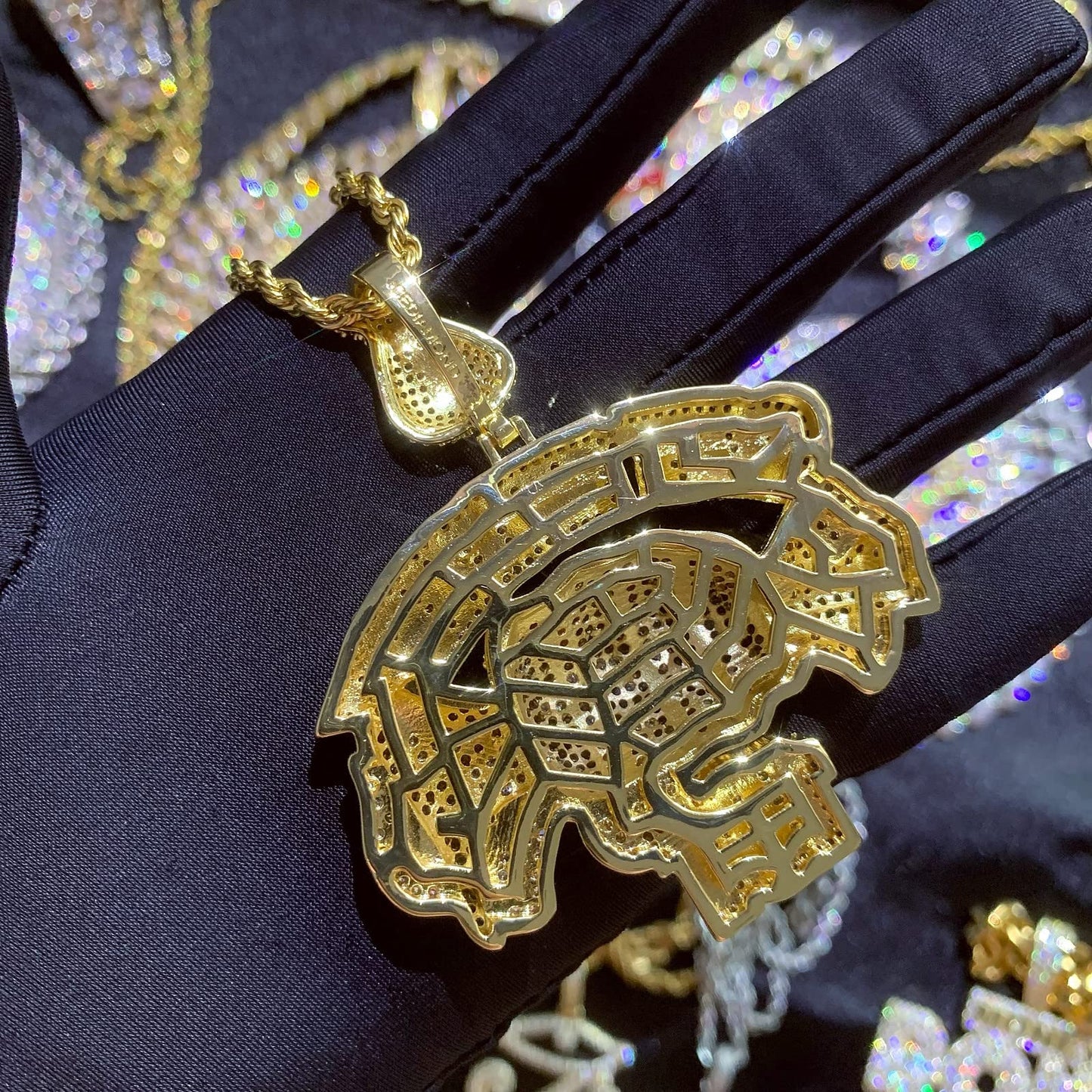 Iced Out Creative Get Money 1ST Inspiring Pendant Chain Necklace