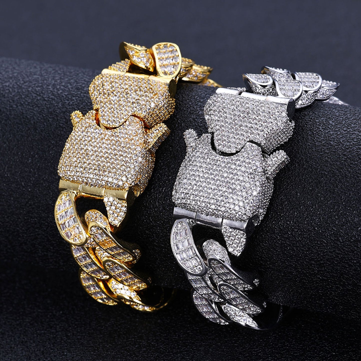 Triple Row Baguette Cuban Bracelet – Luxury Iced Wristwear