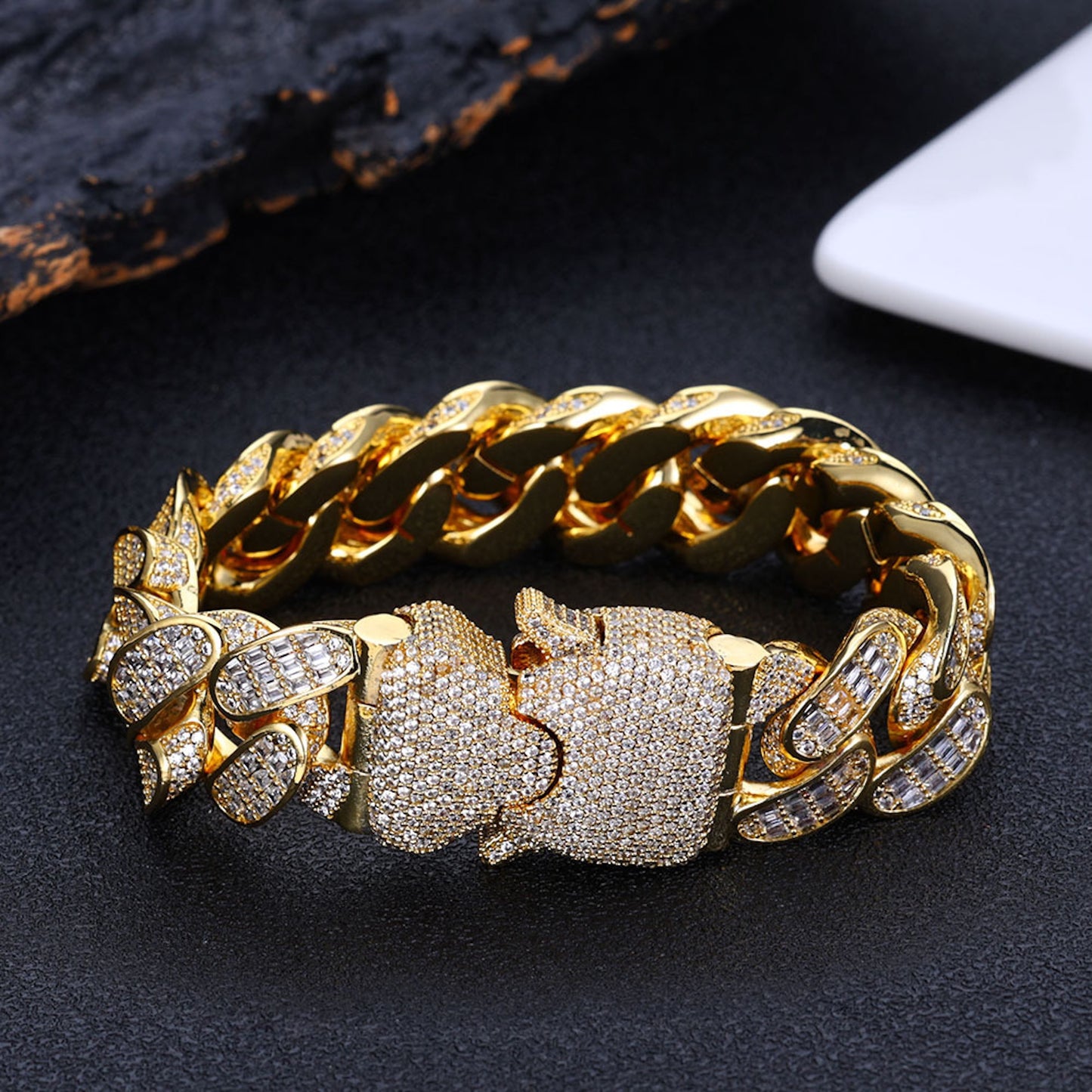 Triple Row Baguette Cuban Bracelet – Luxury Iced Wristwear