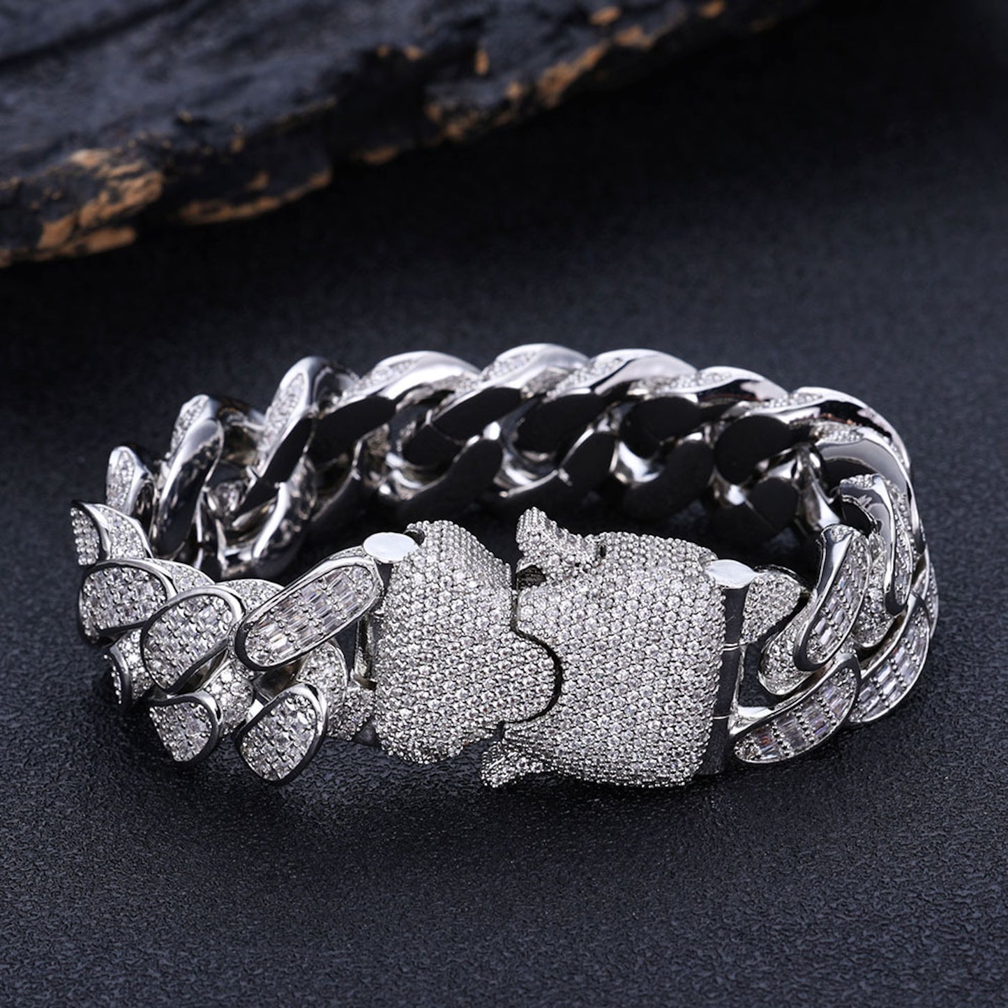 Triple Row Baguette Cuban Bracelet – Luxury Iced Wristwear