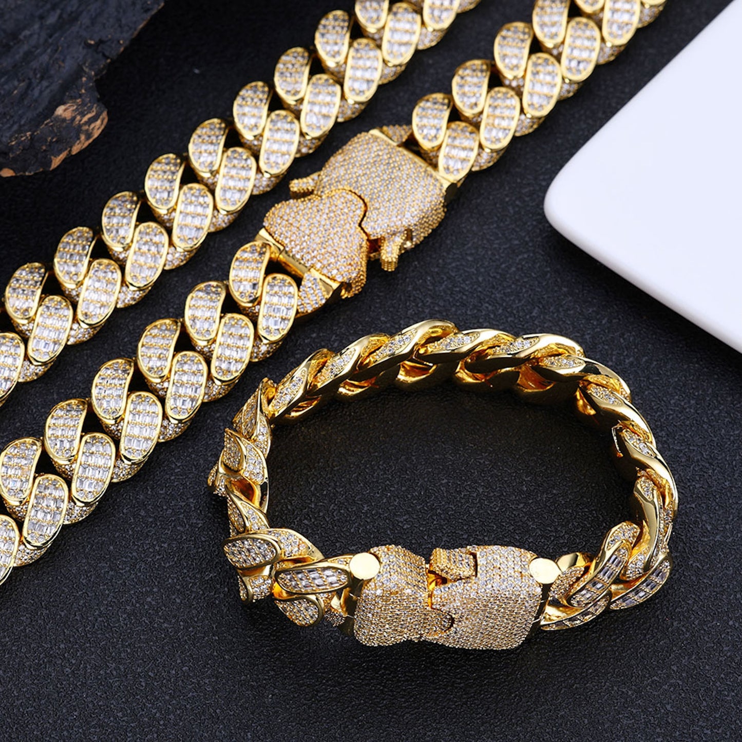 Triple Row Baguette Cuban Bracelet – Luxury Iced Wristwear