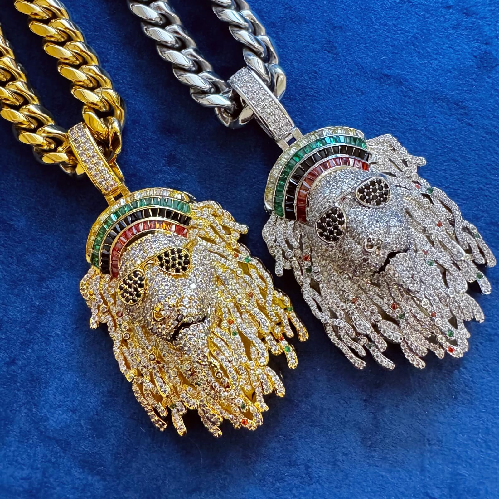 diamond lion king pendant cuban chain necklace