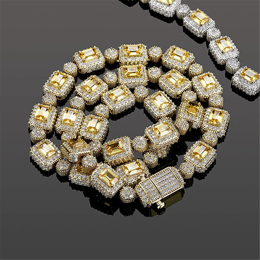 Men's CZ diamond tennis link chain necklace