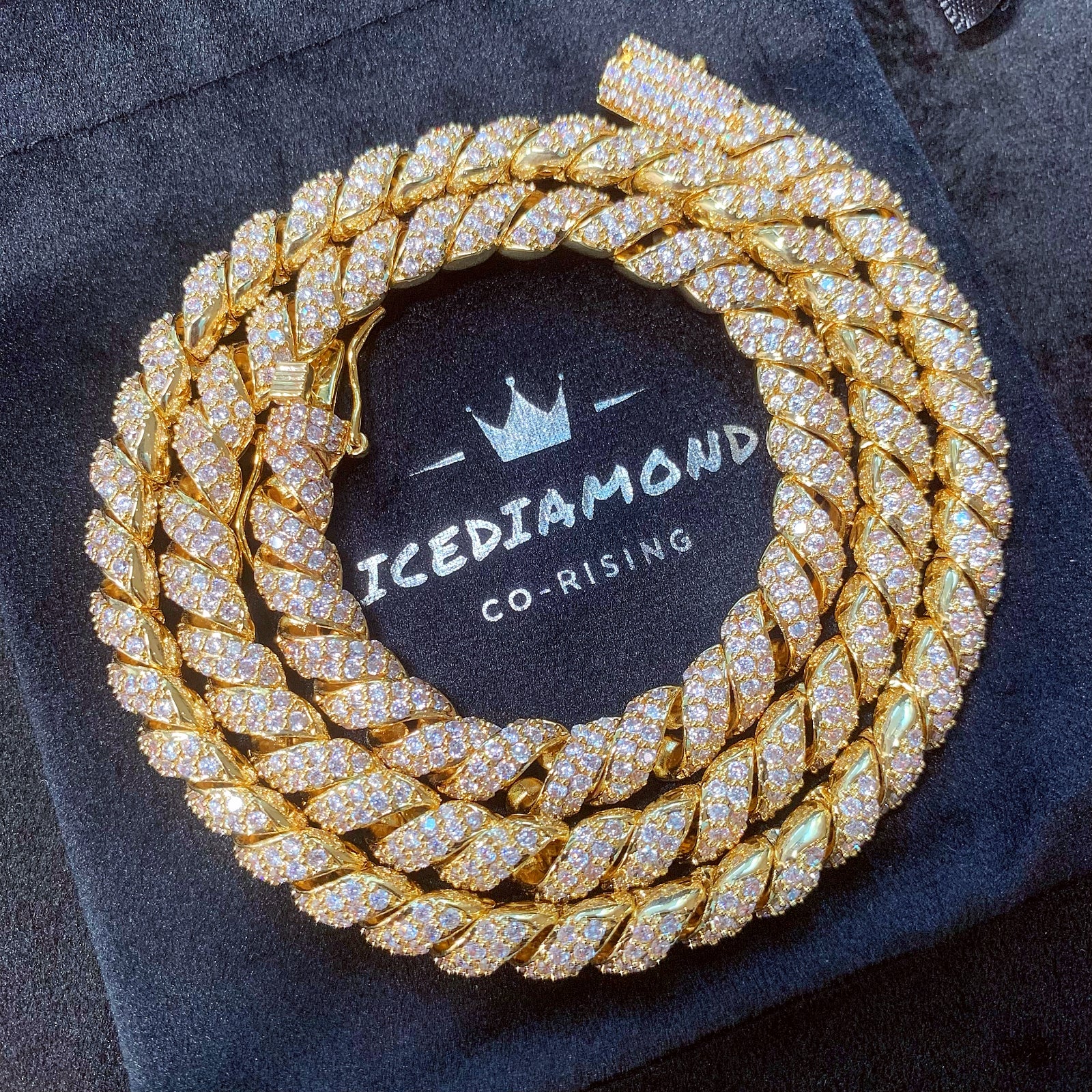 icediamond bling rope chain necklace 18k