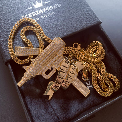 NO PRETENSE UZI | Iced Statement Pendant Necklace