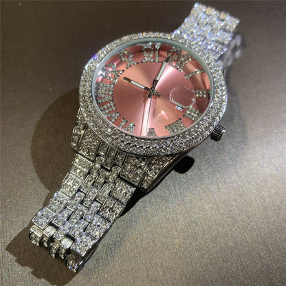 Men's 43MM Fashion Colored Roman Dial Iced Out Wrist Watch