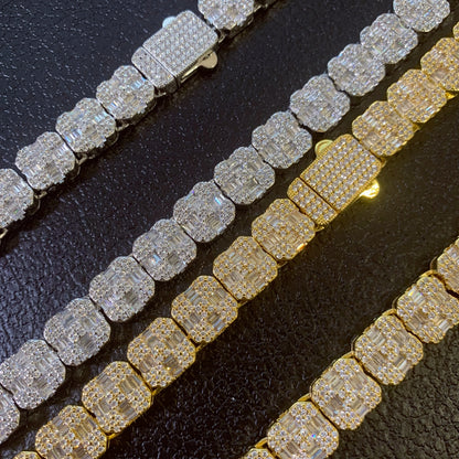CROSS THE LINE | 12mm Iced Baguette Tennis Chain