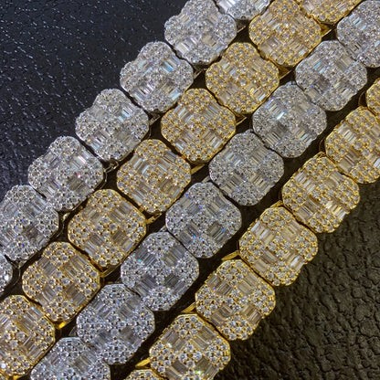 CROSS THE LINE | 12mm Iced Baguette Tennis Chain