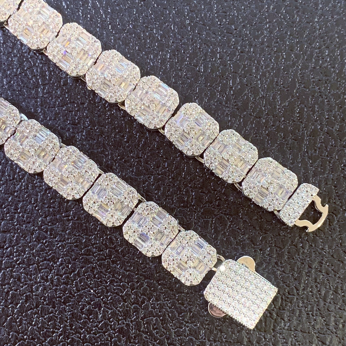 CROSS THE LINE | 12mm Iced Baguette Tennis Chain