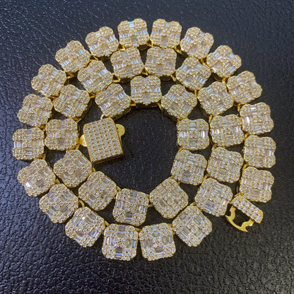 CROSS THE LINE | 12mm Iced Baguette Tennis Chain