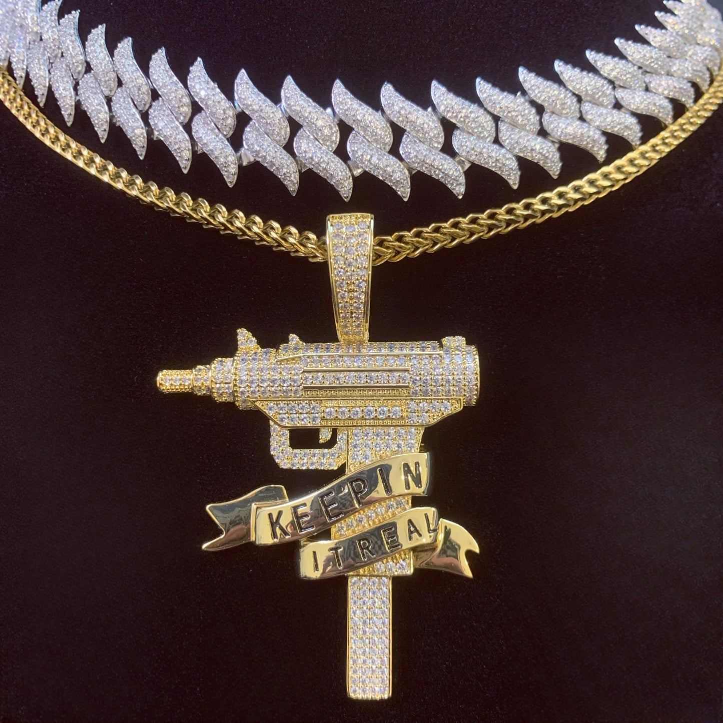 NO PRETENSE UZI | Iced Statement Pendant Necklace