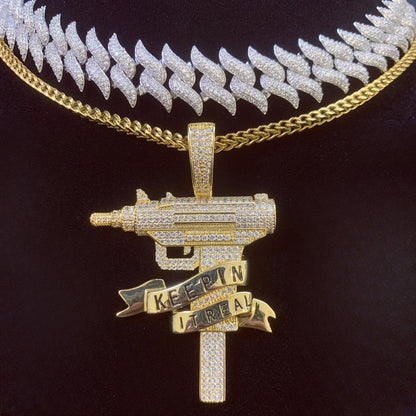NO PRETENSE UZI | Iced Statement Pendant Necklace