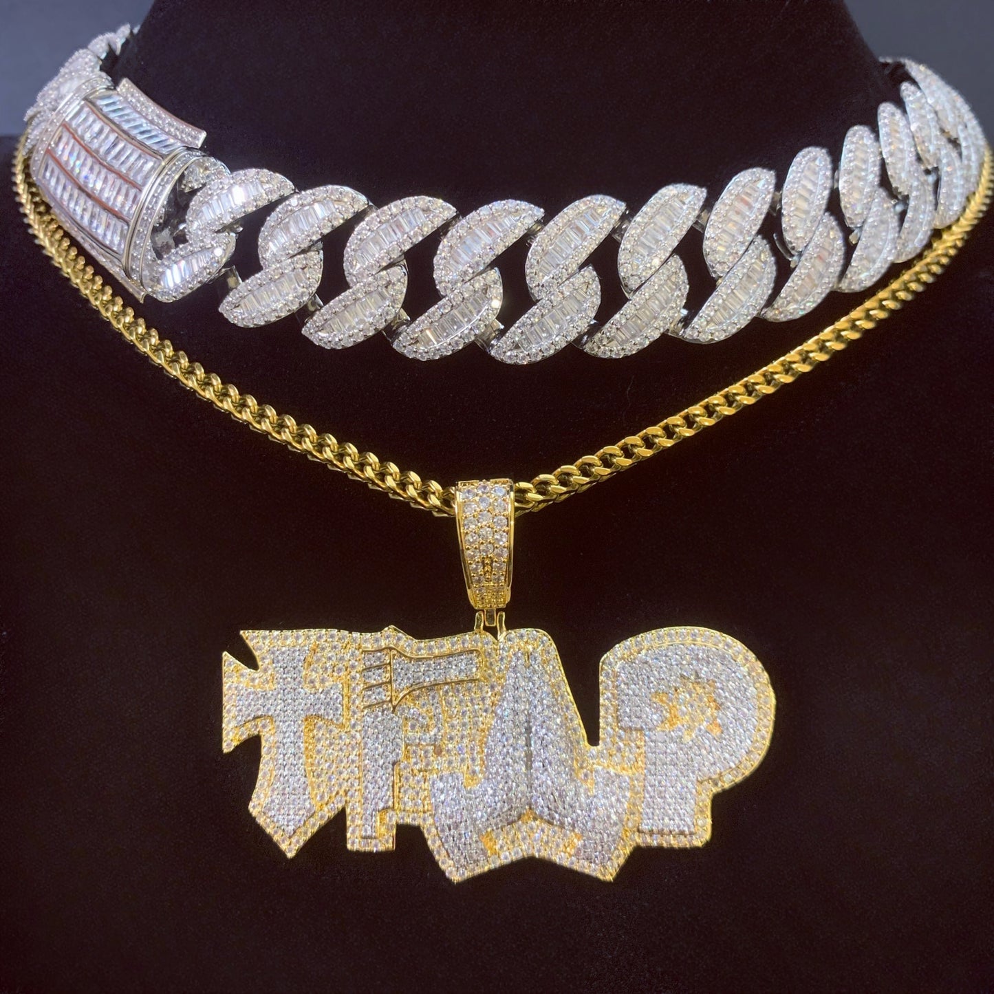 Hip Hop Trendy Iced Out TRAP Letter Gold Chain Necklace