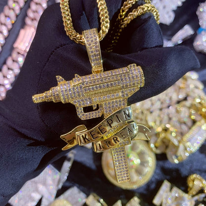 NO PRETENSE UZI | Iced Statement Pendant Necklace