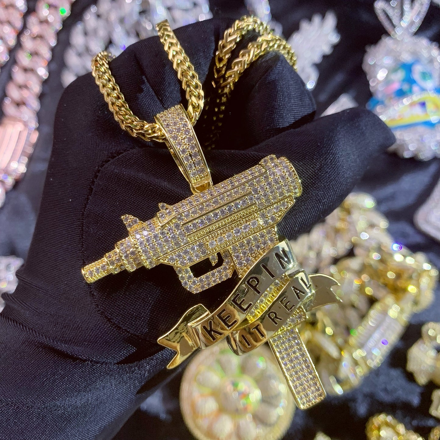 NO PRETENSE UZI | Iced Statement Pendant Necklace