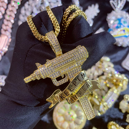 NO PRETENSE UZI | Iced Statement Pendant Necklace