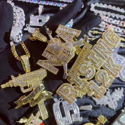 NO PRETENSE UZI | Iced Statement Pendant Necklace