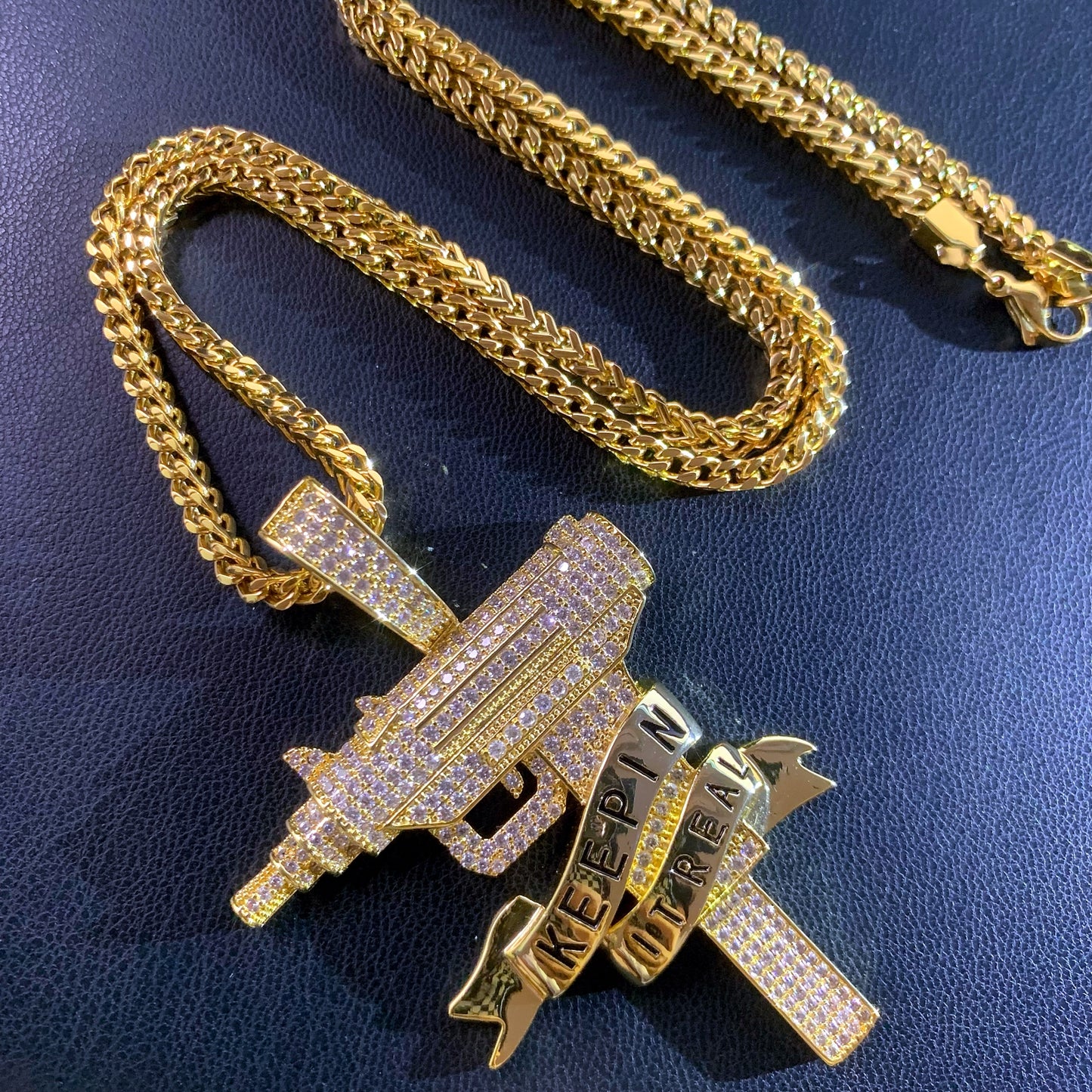 NO PRETENSE UZI | Iced Statement Pendant Necklace