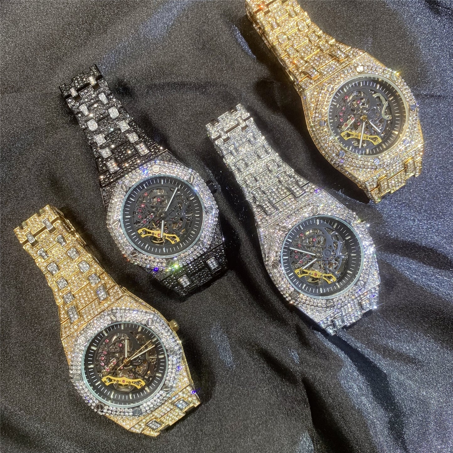 OPEN MOTION | 43mm Iced Skeleton Mechanical Watch