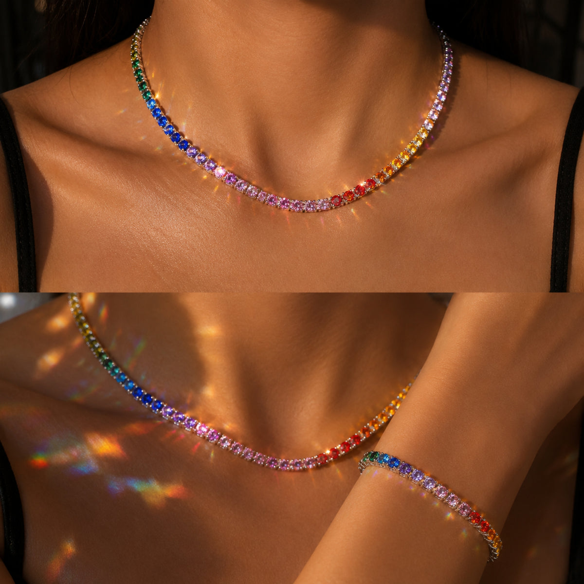 LIVE IN COLOR | Rainbow Tennis Chain & Bracelet