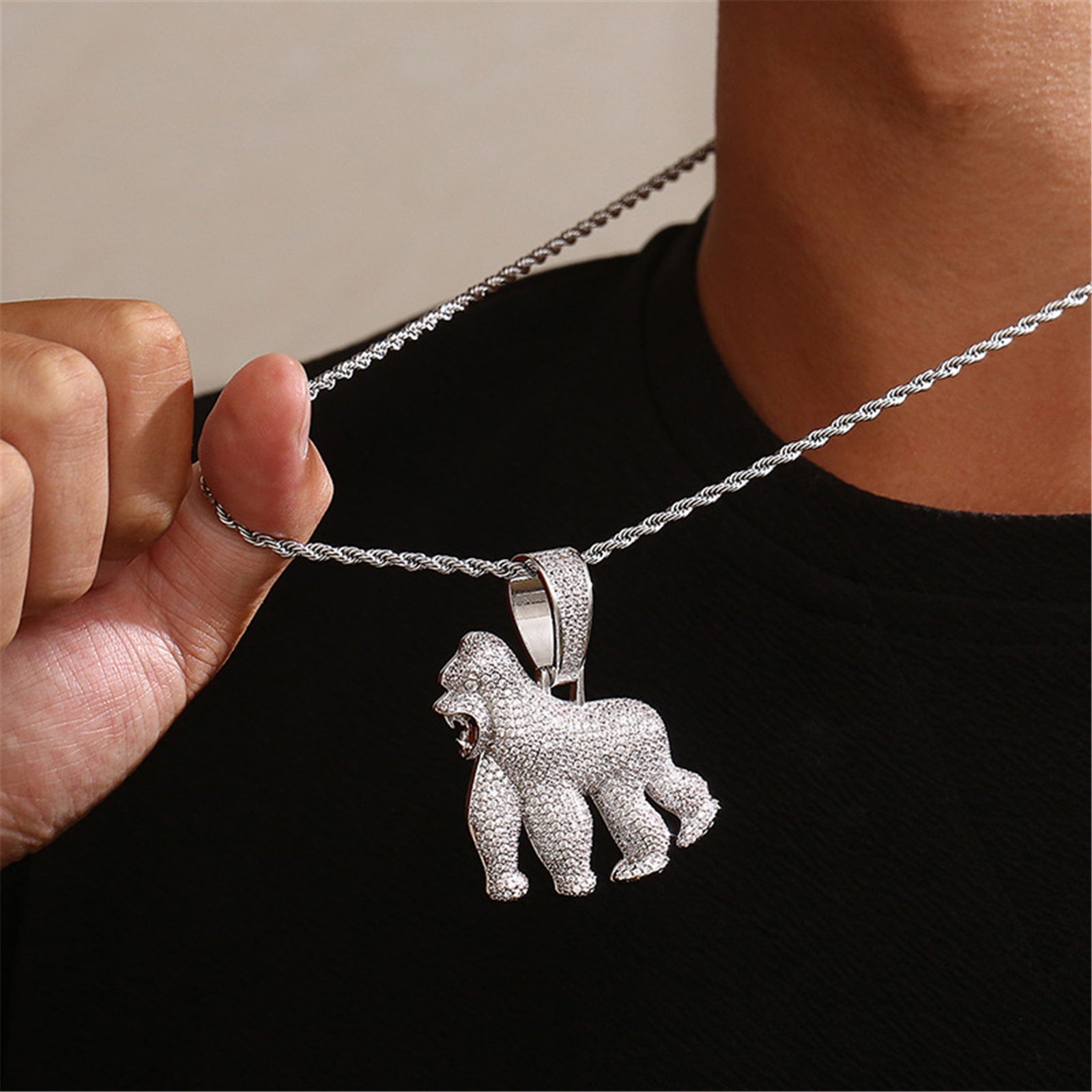 rapper drip chain with gorilla pendant
