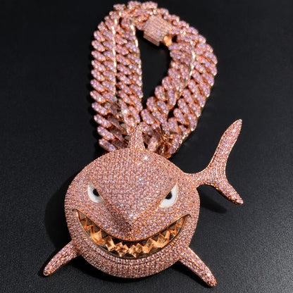 SMILE BACK | Pink Shark Pendant Necklace