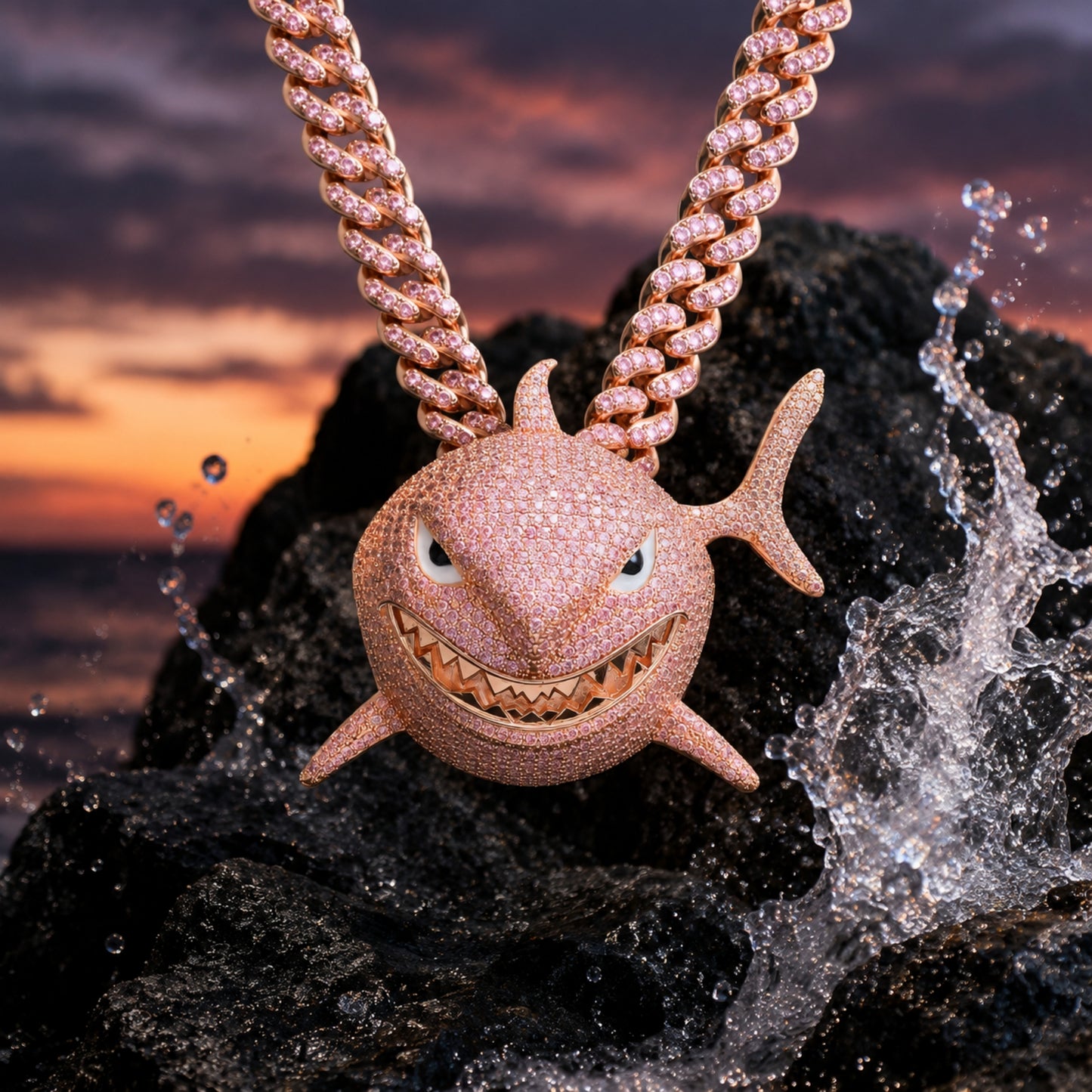 SMILE BACK | Pink Shark Pendant Necklace