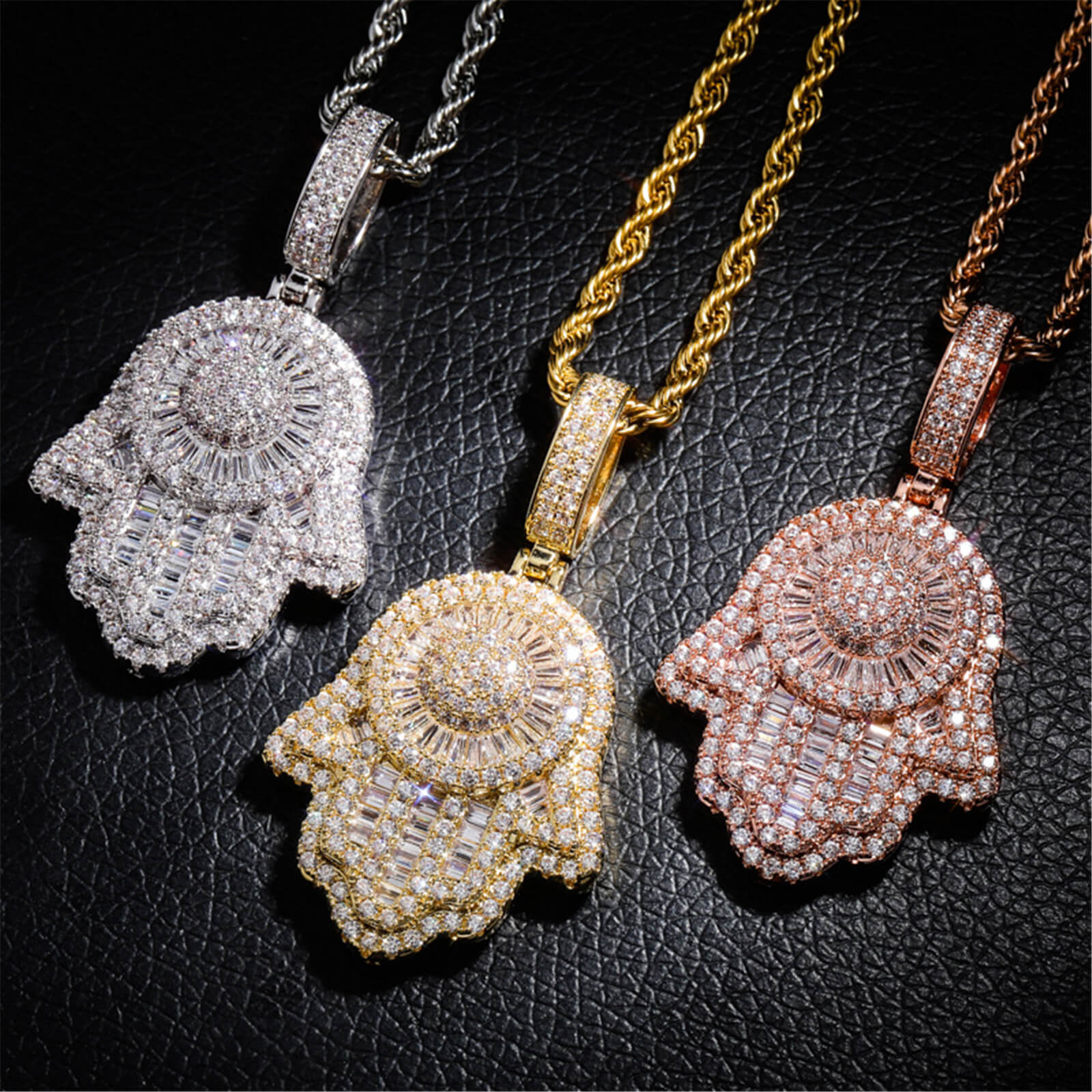 hiphop fatima hand pendant chain necklace