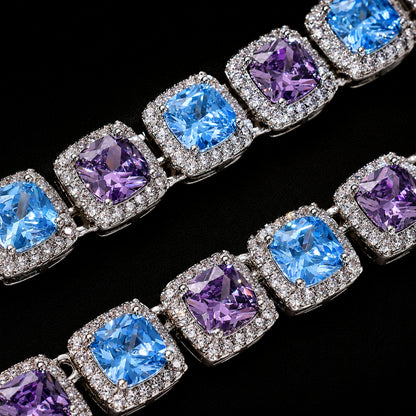 BLUE HOUR | Dual-Color Princess Cut Tennis Chain Necklace