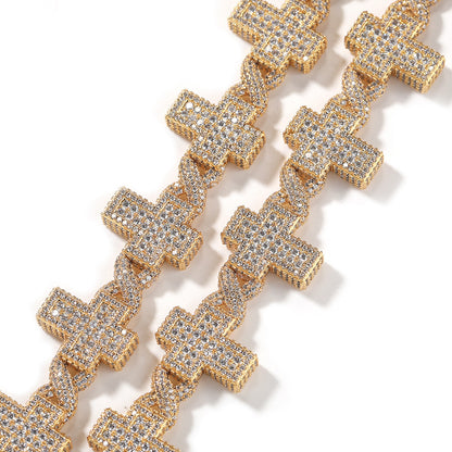 STAND FOR MORE | 17mm Iced Cross Chain Necklace