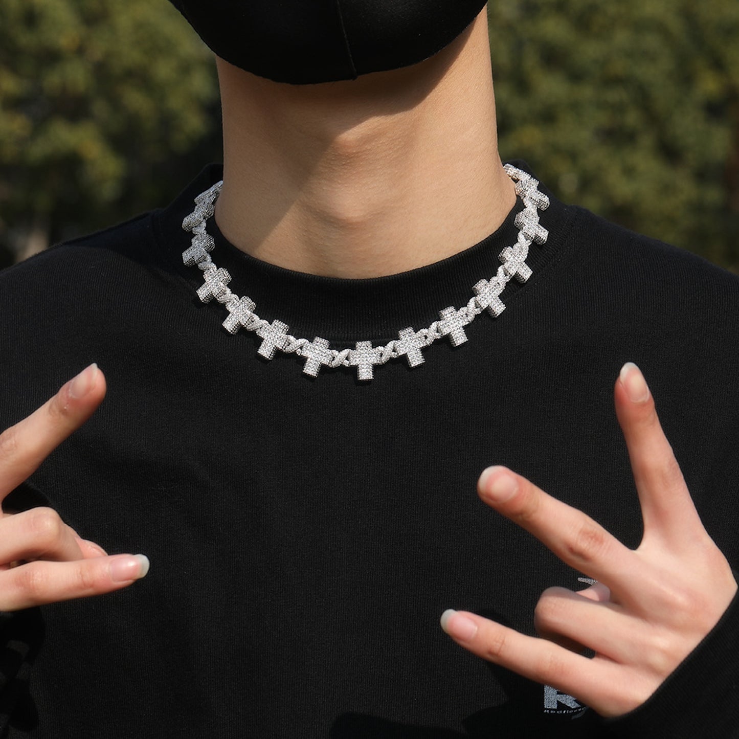 STAND FOR MORE | 17mm Iced Cross Chain Necklace
