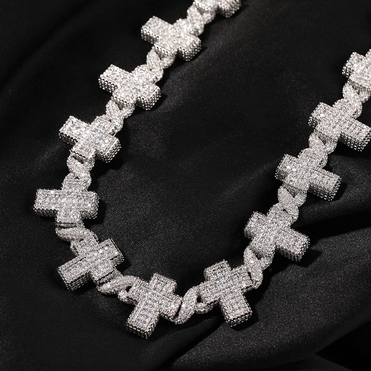 STAND FOR MORE | 17mm Iced Cross Chain Necklace