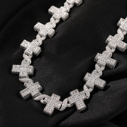 STAND FOR MORE | 17mm Iced Cross Chain Necklace